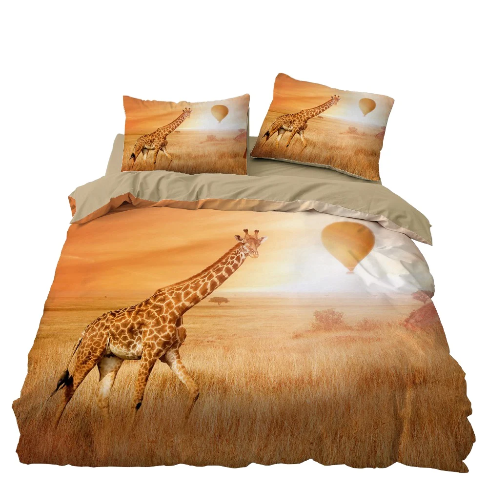 Dream NS Giraffe roupa de cama Bedding Home Textiles Set Cute Animals Bed Comforter Cover Set Housse De Couette Bedclothes