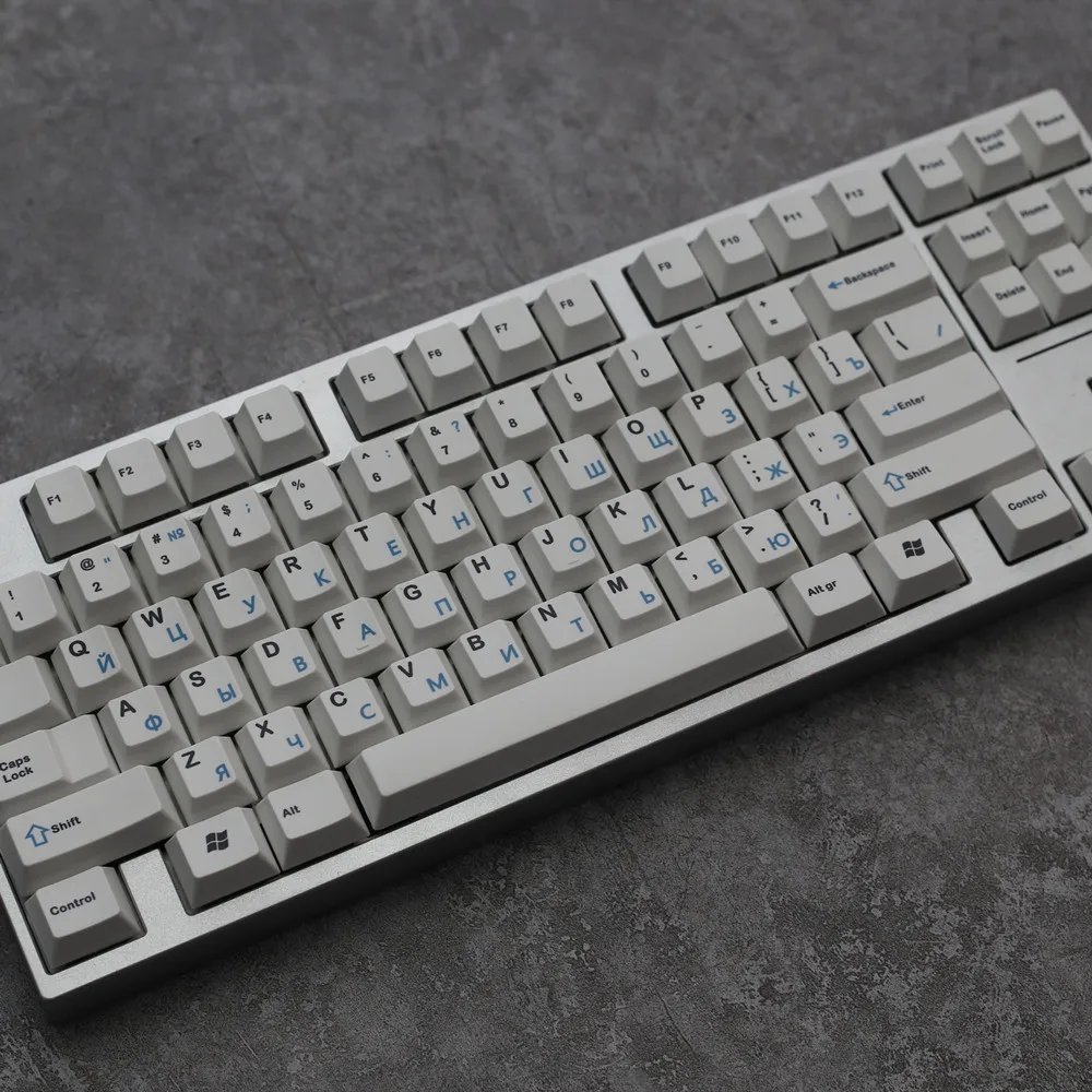 

Minimalist Blue Russian PBT Keycaps Mechanical Keyboard Keycap Sublimation Cherry Profile Custom Key Cap 7U SpaceMinimalist Blue