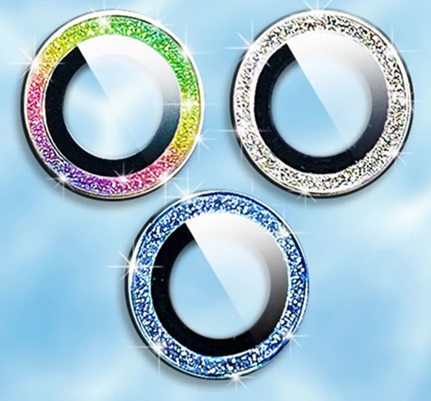 

2022 New Diamond Glitter Camera Lens Protector Cap For iPhone 14 13 12 11 Pro Max Mini Metal Ring Lens Glass Protective Cap