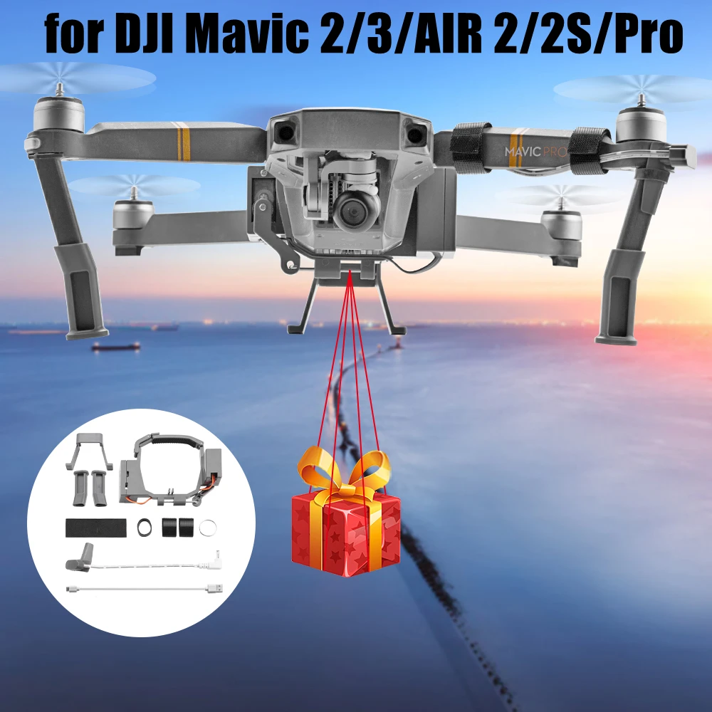 

Airdrop Air Drop System for DJI Mavic 2/3 Pro Zoom AIR 2/2S Throw Thrower Remote Fishing Bait Wedding Ring Gift UAV Parachute
