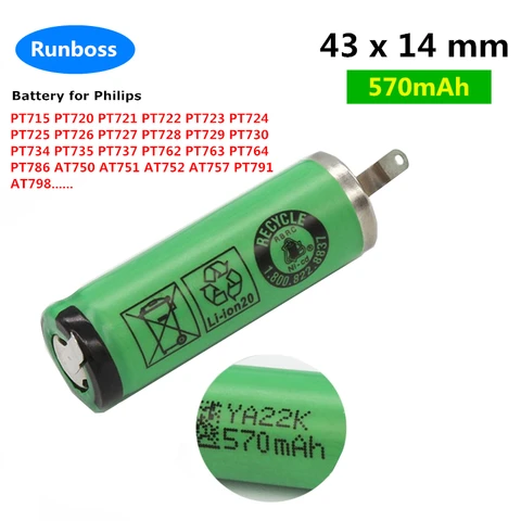 Новый аккумулятор для бритвы 570 мАч для Philips PT721, PT722, PT723, PT724, PT726, PT727, PT728, PT729, PT734, PT762, AT751, AT800, AT810, AT811, AT814