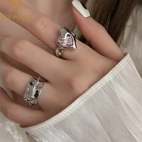 xiyanike cute pink heart zircon open cuff finger rings for women girl new fashion jewelry friend gift cool party %d0%ba%d0%be%d0%bb%d1%8c%d1%86%d0%be %d0%b6%d0%b5%d0%bd%d1%81%d0%ba%d0%be%d0%b5