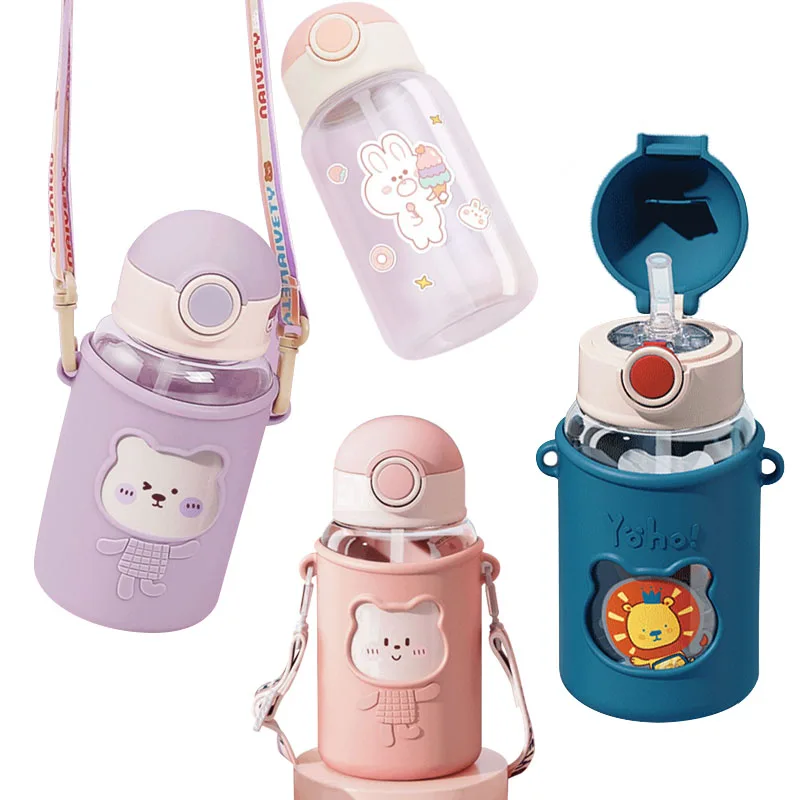 

New Kids Water Bottle with Straw for School BPA Free Cute Cartoon Leak Proof Mug Portable Cup Outdoor Travel Drinking Tumbler