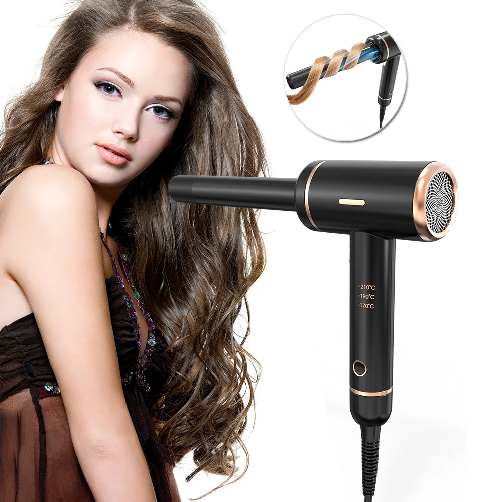 Professional Air Cooling Hair Styling Curler High Speed Motor Intelligent 3 Gear Temperatures Hair Blowing Curling Iron One Step