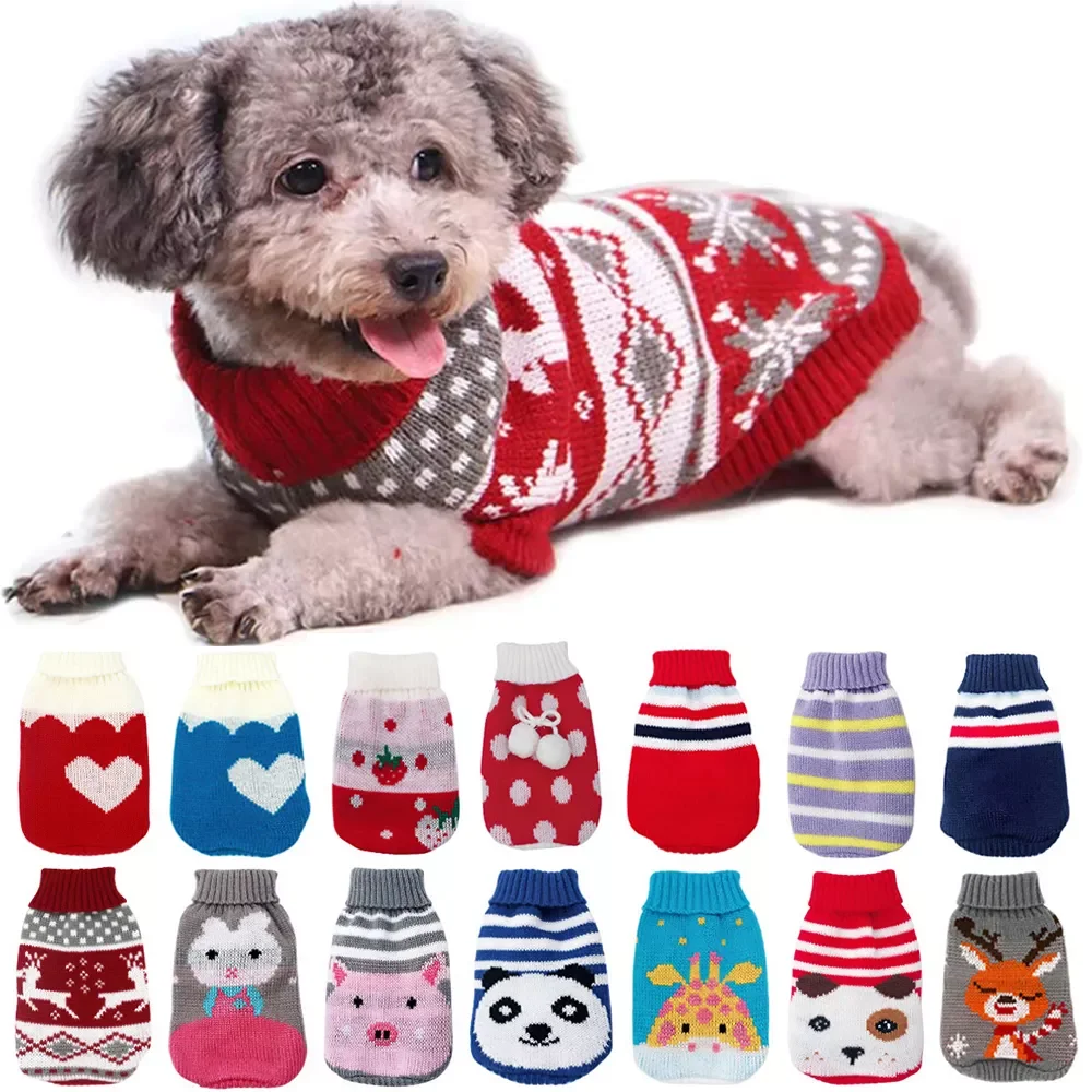 

2022New Dog Clothes for Small Medium Dogs Knitted Cat Sweater Pet Clothing for Chihuahua Bulldogs Puppy Costume Coat Winter