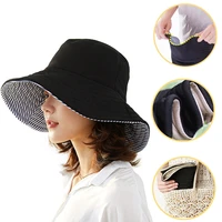 summer reversible bucket hat for women outdoor sun protection fisherman hats traveling anti uv panama caps foldable visor cap