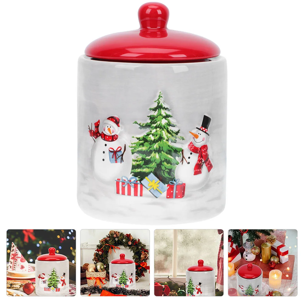 

Storage Jar Ceramic Tea Container Case Candy Jars Cookie Christmas Can Jewelry Xmas Lidholder New Ceramics Honey Coffee
