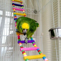 birds pets bird supplies hanging colorful balls climbing toy parrots ladders with natural wood bird toys pet bird accessories