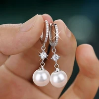 huitan aesthetic white simulated pearl earrings for women temperament elegant bride wedding party dangle earrings trendy jewelry