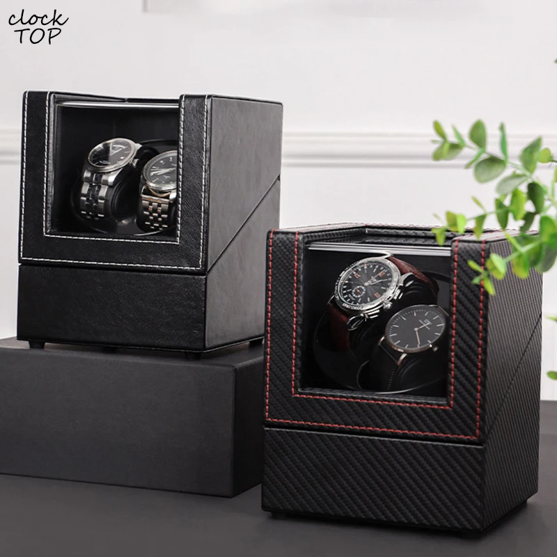 2 Watch Winder Box Holder Display for Automatic Mechanical Double Slots Winding Storage Case EU AU USA UK USB Charger Organizers