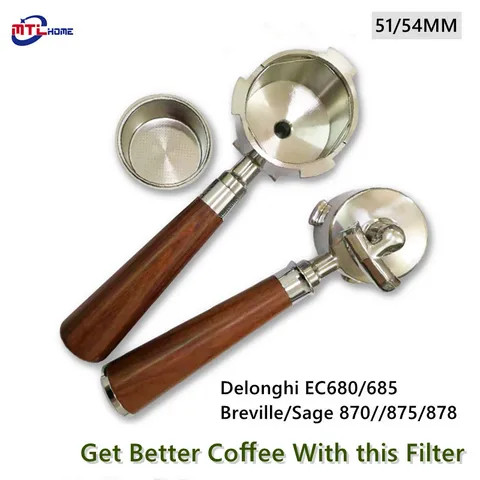 51/54 мм держатель с двойным носиком для фильтра для кофе, держатель для фильтра для Delonghi docua EC680/EC685/Breville 870/878, аксессуары для бариста