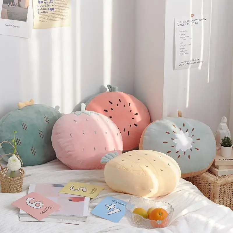 

Cartoon Round Fruit Cushions Pillows Hugs Toys Home Decor on Office Sofa Chair Seat Dakimakura Friends Tv Show Decorative Sleep
