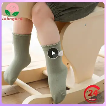 5 Pairs/lot Spring Autumn New Bow Lace Baby Socks Soft Cotton Breathable Keep Warm Floor Anti-skid Girls Socks 0-8 Years Old 1