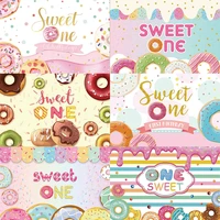 sweet one backdrop dessert shop candy bar donut lollipop girl happy birthday party ice cream photography background photo banner