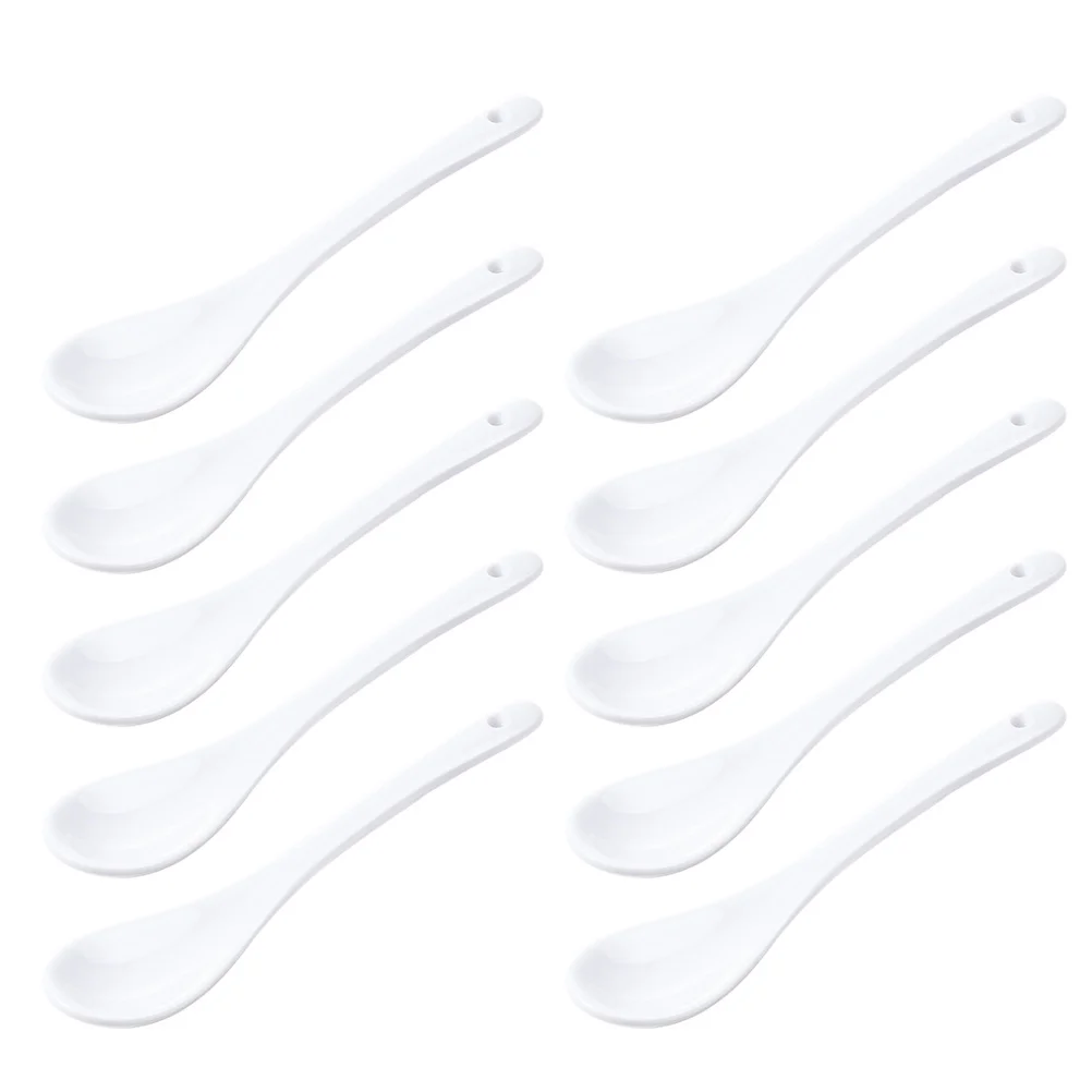 

10 Pcs Small Ceramic Spoon Chinese Spoons Sugar Spoons Small Spoon Pudding Scoop Ceramics Japanese Porcelain Spoon Child