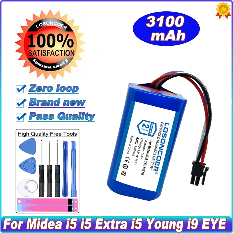 

LOSONCOER 3100mAh Battery For Midea i5 / i5 Extra / i5 Young / i9 EYE Robot Vacuum Cleaner Battery