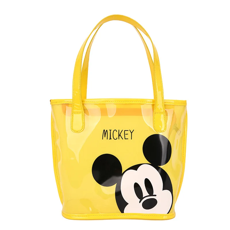 Disney New women bag Mickey Mouse transparent jelly bag cartoon printed handbag Korean cute one shoulder bag slant cross bag