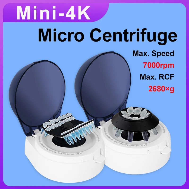 Mini-4K Electric PCR Centrifuge Machine Mini Benchtop 7000rpm Blood Plasma Microcentrifuge For 2ml Centrifuge tube