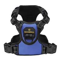 masbrill dog harness pet reflective nylon no pull adjustable medium large naughty dog vest safety vehicular lead walking running