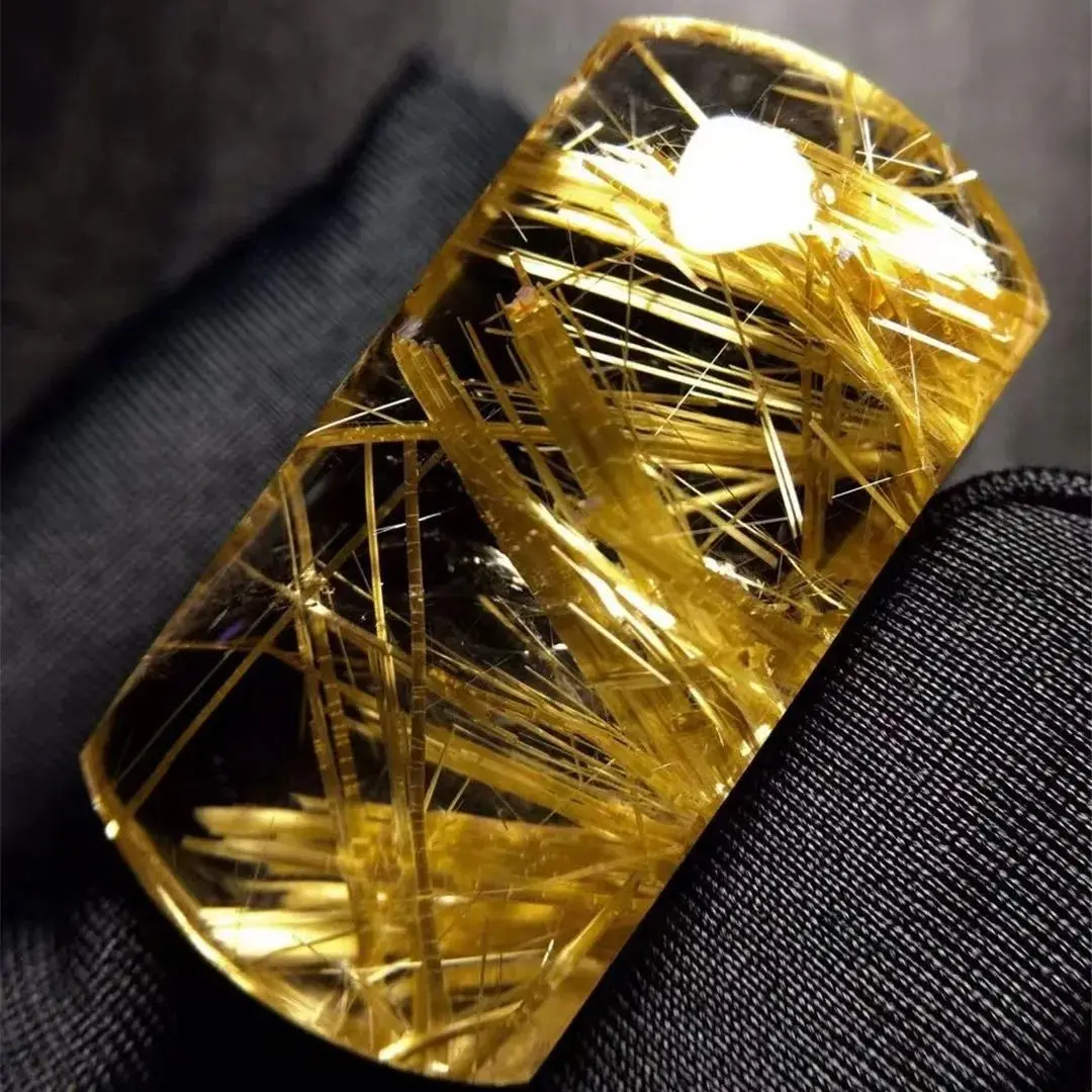 

Natural Gold Hair Rutilated Quartz Pendant Jewelry For Woman Lady Man Wealthy Love Gift Reiki Crystal 35x17x12mm Beads AAAAA