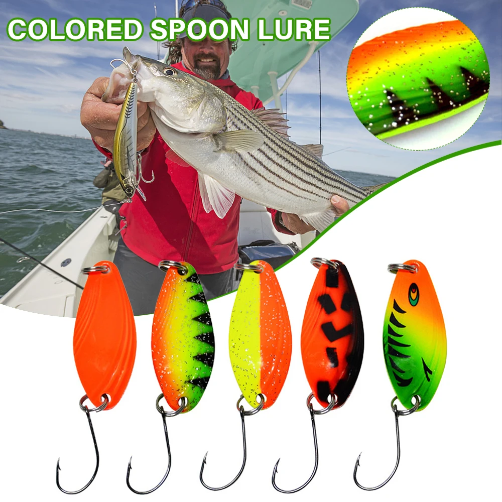 

Fishing Trout Spoons Set 5PCS Spoons 4.5g Iron Trout Bait Set with Single Hook Hard Baits Fishing Tackle XR-Hot