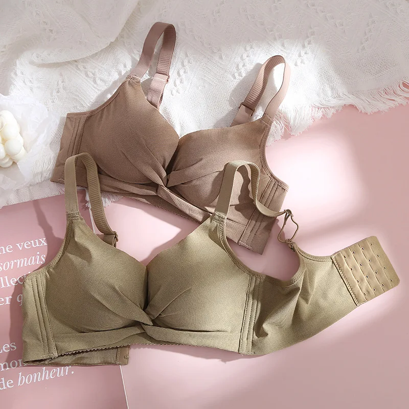 

No Steel Ring Solid Color Bra Gather Together Anti-Sag Underwear Women Ventilate Chest Wrap Soft Comfort Tube Top Small Chest