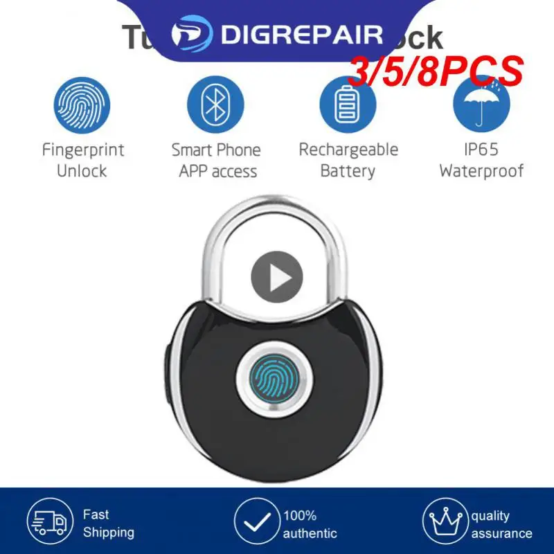 

3/5/8PCS Smart Home Electronic Lock Waterproof Rechargeable Wifi Smart Padlock Security Protection Usb Rechargeable