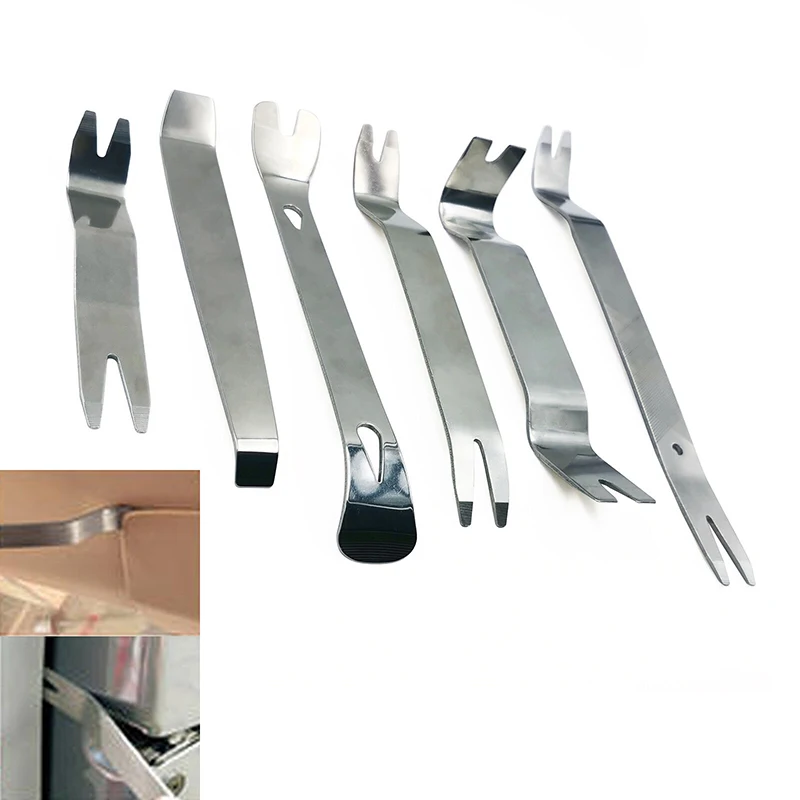 

6Pack Portable Electroplated Iron Car Audio Radio Door Dash Trim Removal Nail Buckle Disassembly Tool Set