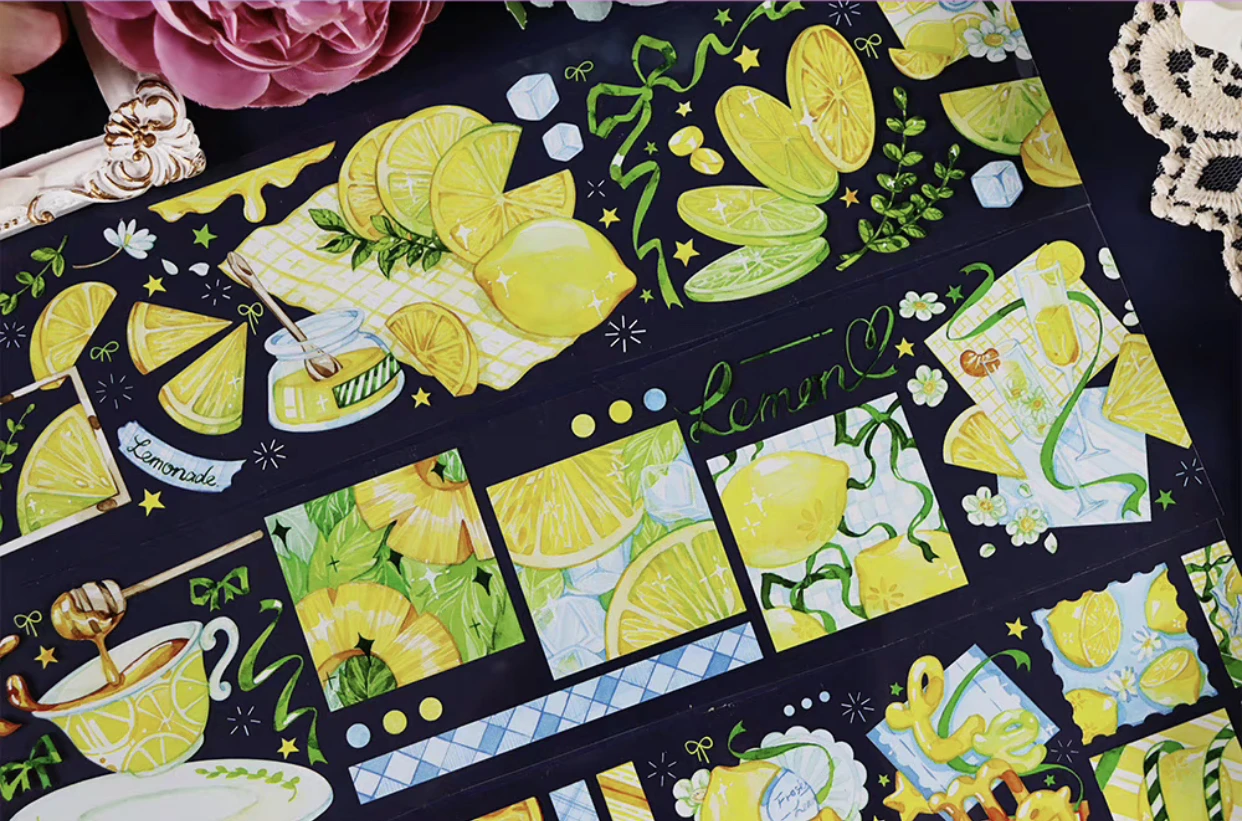 

Lots of Lemon Washi PET Tape for Planner Card Making DIY Scrapbooking Plan Decorative Sticker