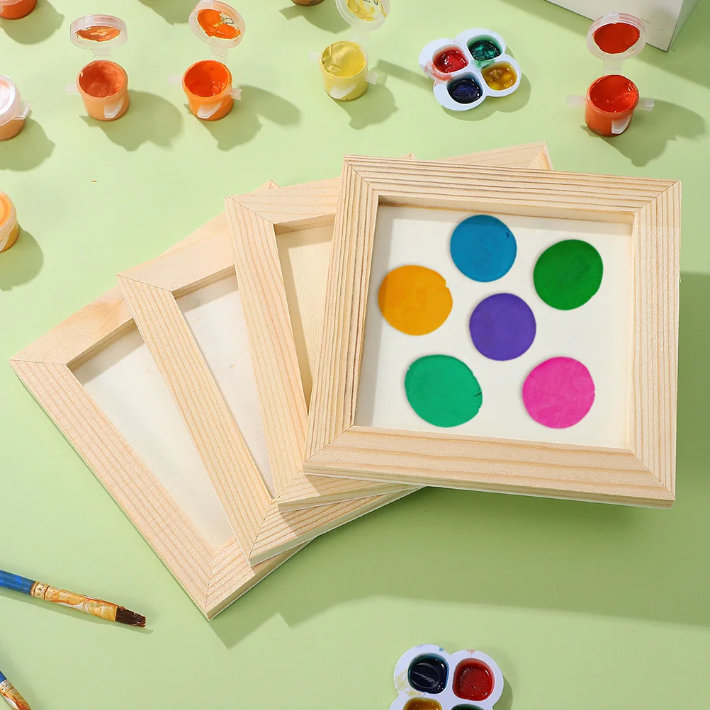 

8 Pcs Three-dimensional Clay Picture Frame Photo Child Wood Frames Unfinished Wooden DIY For photos