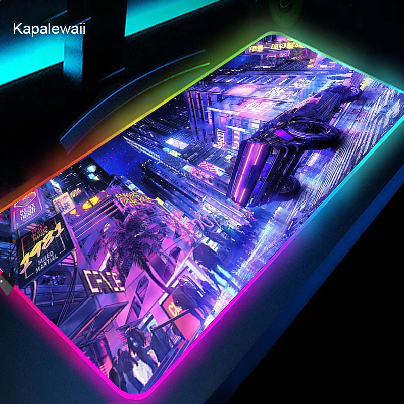 

Cyberpunk 900X400mm Large RGB Mouse Pad Anime Gaming Mousepad LED Mause Pad Gamer Accessories Mouse Carpet PC Desk Mat Backlit