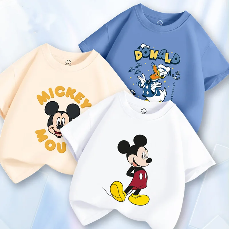 

Mickey Minnie T-shirt for Girls Boys Summer Disney T-shirt Kids Cartoon Print Pullouver Top 3-12 Years Children Unsex Clothes