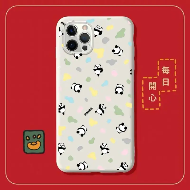 

Cartoon Panda illustration Phone Case for iPhone 14 11 12 13 Mini Pro Xs Max 8 7 6 6S Plus X XR Solid Candy Color Case