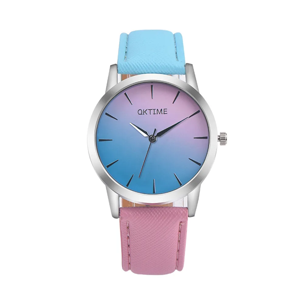 

Montres Femmes Retro Rainbow Design Watches For Women Fashion Leather Band Analog Alloy Quartz Wrist Watch Relogio Feminino