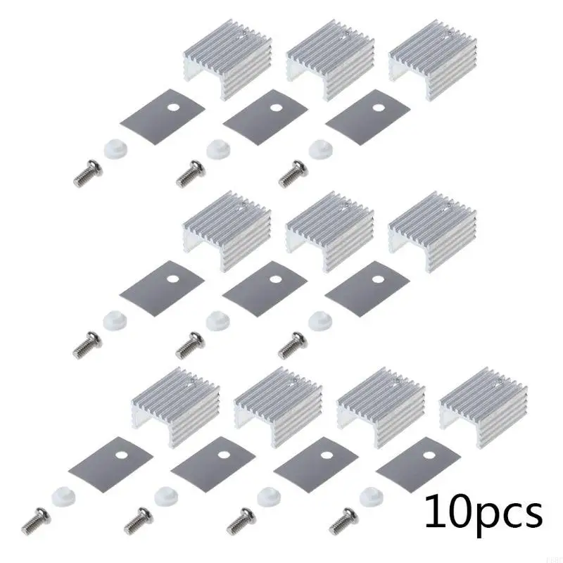 F68C 10pcs TO220 Охладный охлаждающий радиатор Алюминий до 220 радиаторов с радиатора