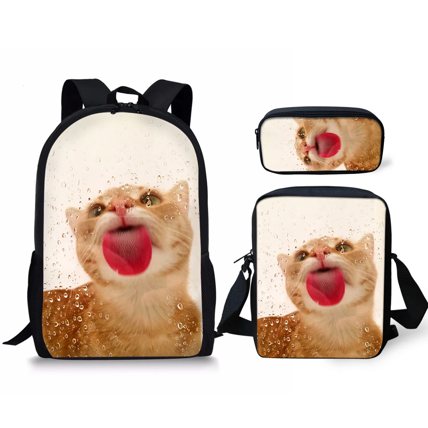 Комплект из 3 предметов для девочек, школьный рюкзак с рисунком милого кота и регулируемым ремешком, рюкзак для студентов и путешествий, 2022