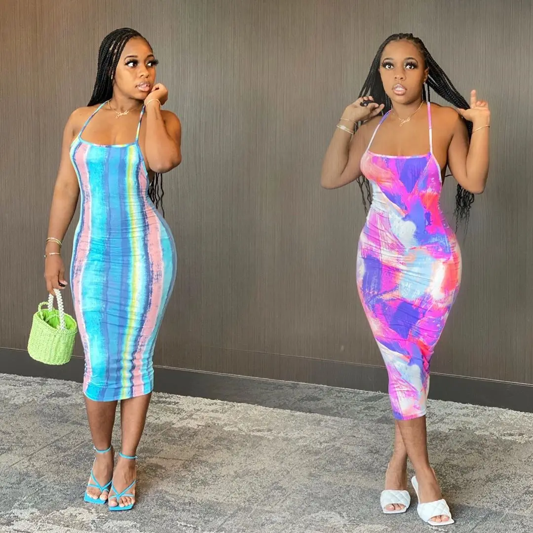 

Женское летнее платье-миди без рукавов, с открытой спиной