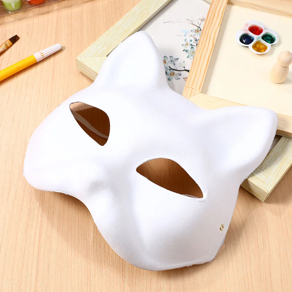 

6 Pcs The Mask Masquerade Women Blank Masks Decorate Animal Handmade Cat Adults Pulp Paper Party Supplies DIY