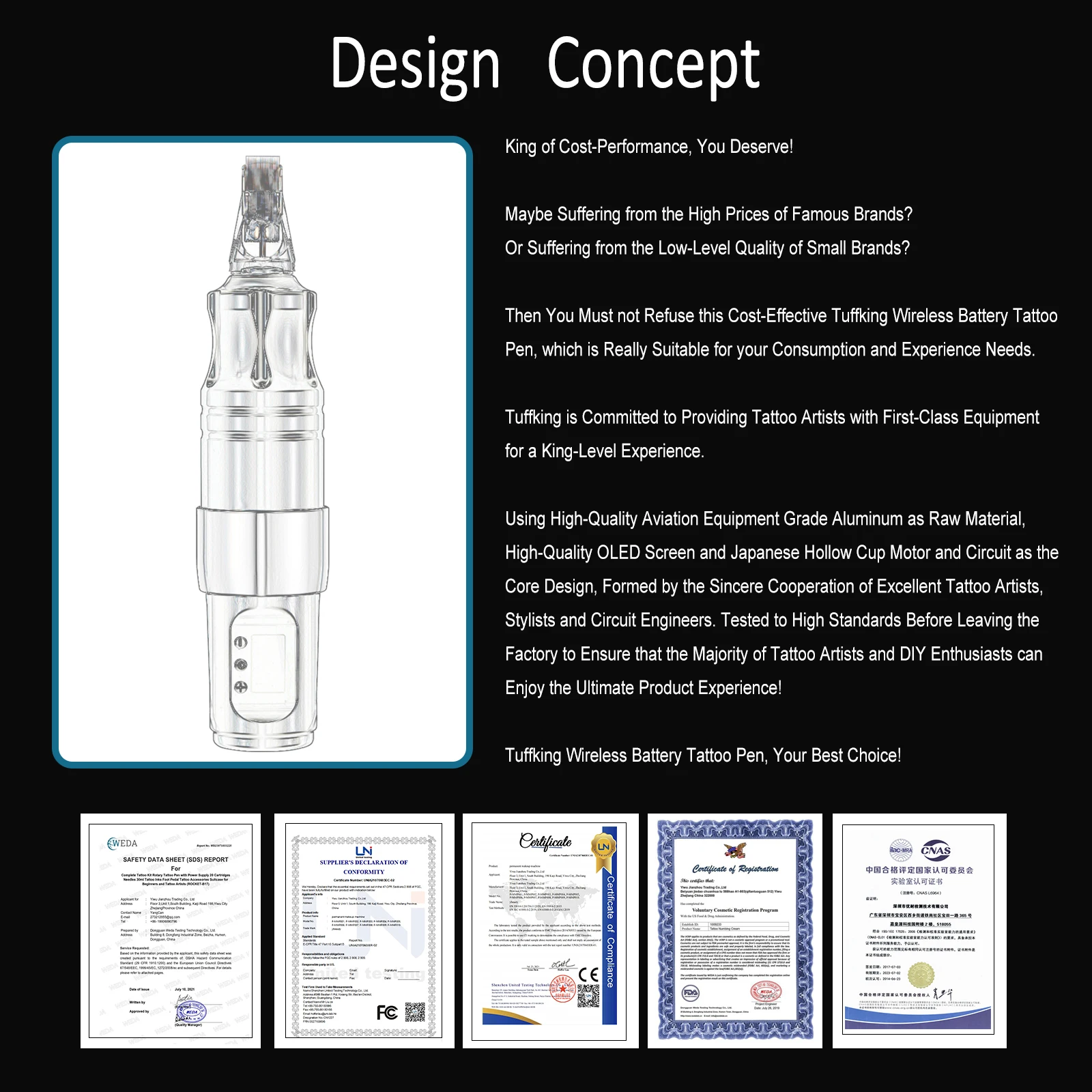 Ручка для тату-машинки беспроводной профессиональный мотор без сердечника с
