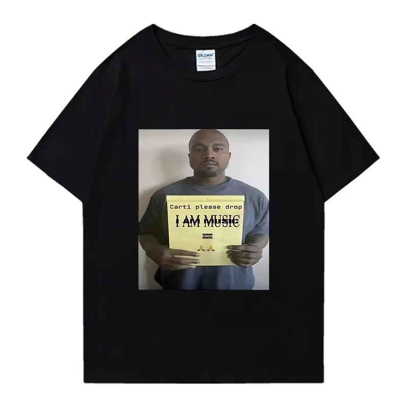 Фото Забавная футболка Playboi Carti Kanye West I Am Music с рисунком для мужчин и женщин, модные футболки в стиле хип-хоп с короткими рукавами, хлопковая футболка, уличная одежда №1