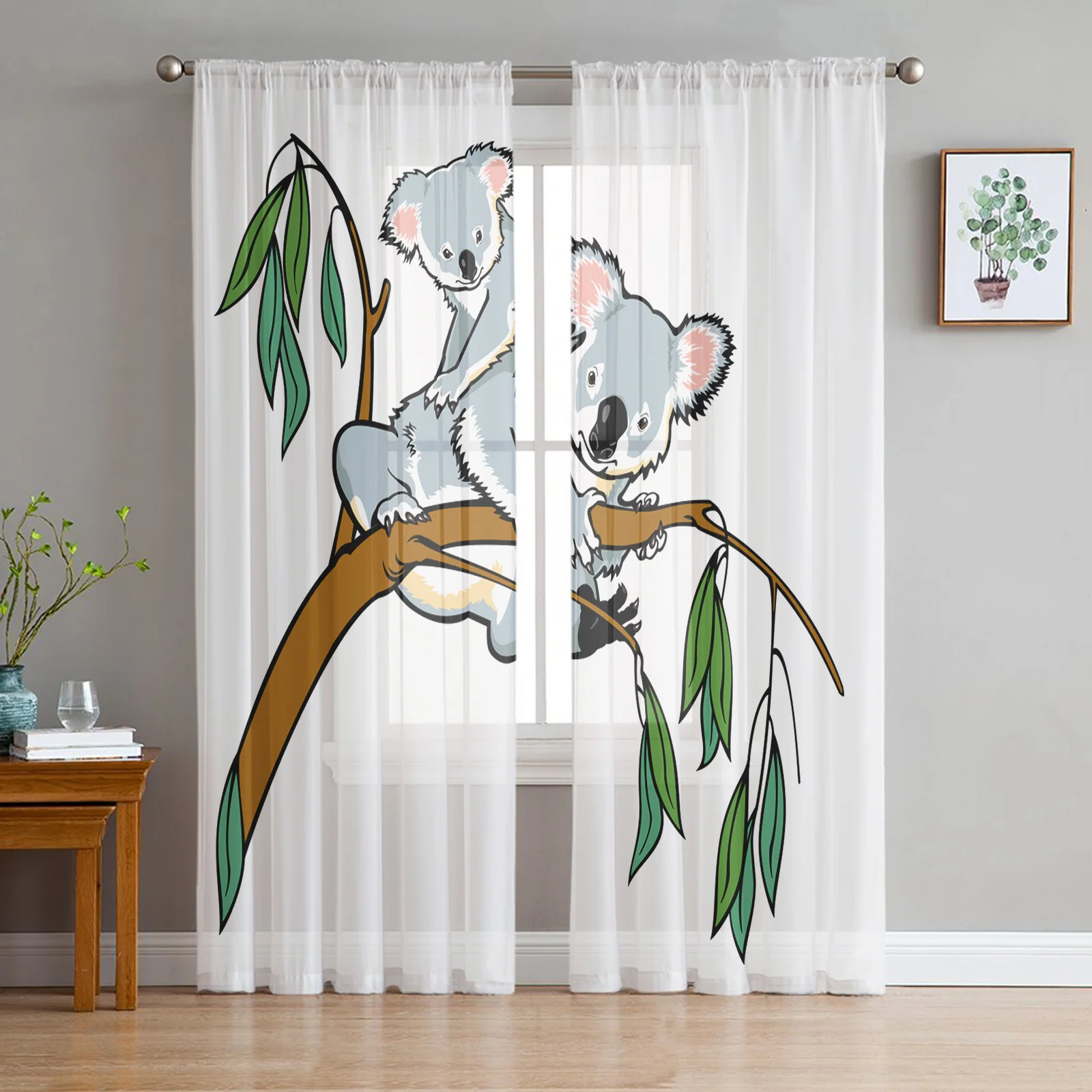 

Мультяшные прозрачные Занавески Koala s для гостиной, занавески из вуали для спальни, ванной, тюлевые занавески s, оконные занавески