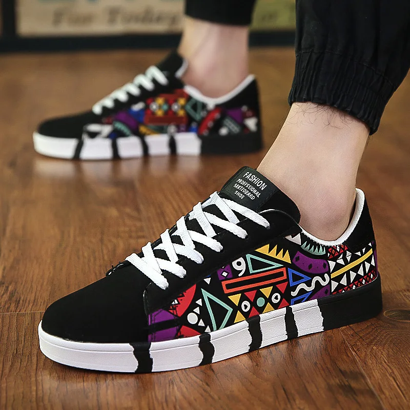 Fashion Men's Casual Shoes Lace-up Walking Sneakers Outdoor Flat Shoes