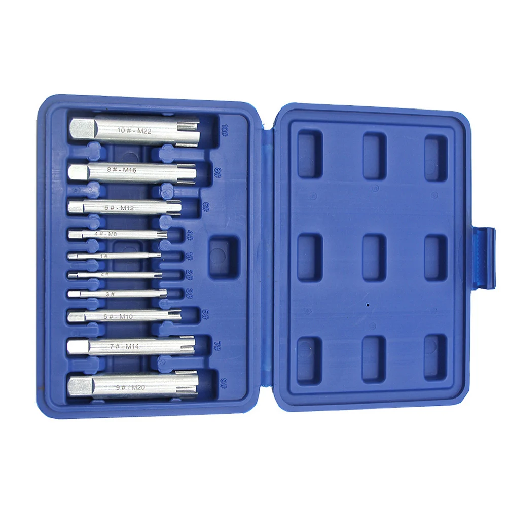

10PCS Broken Tap Extractor Blue M4-M22 Broken Tap Remover Manual Guide Sleeve Broken Tap Easy Removal Tool