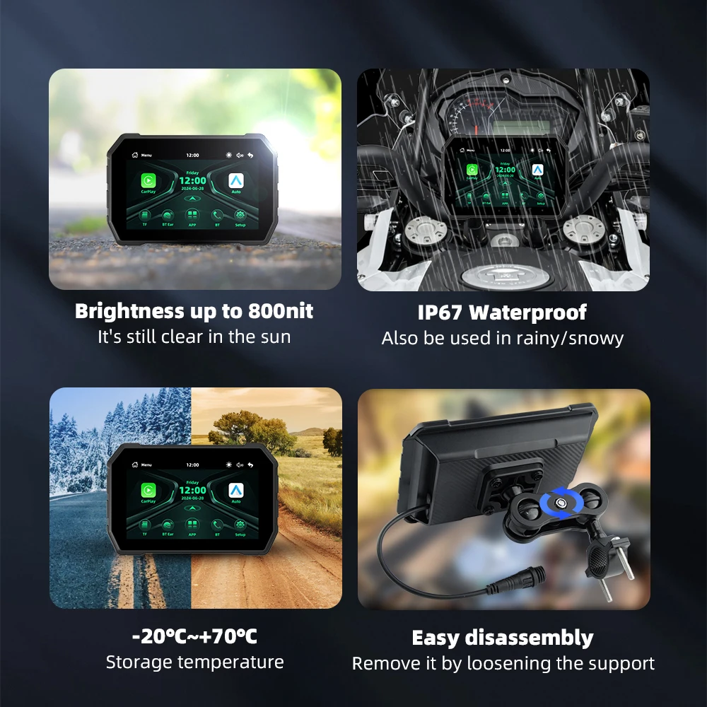 NAVIGUIDE 5 0 дюймов 800*480 Moto Wireless Carplay Android Auto IPX7 Водонепроницаемый GPS мотоциклетный