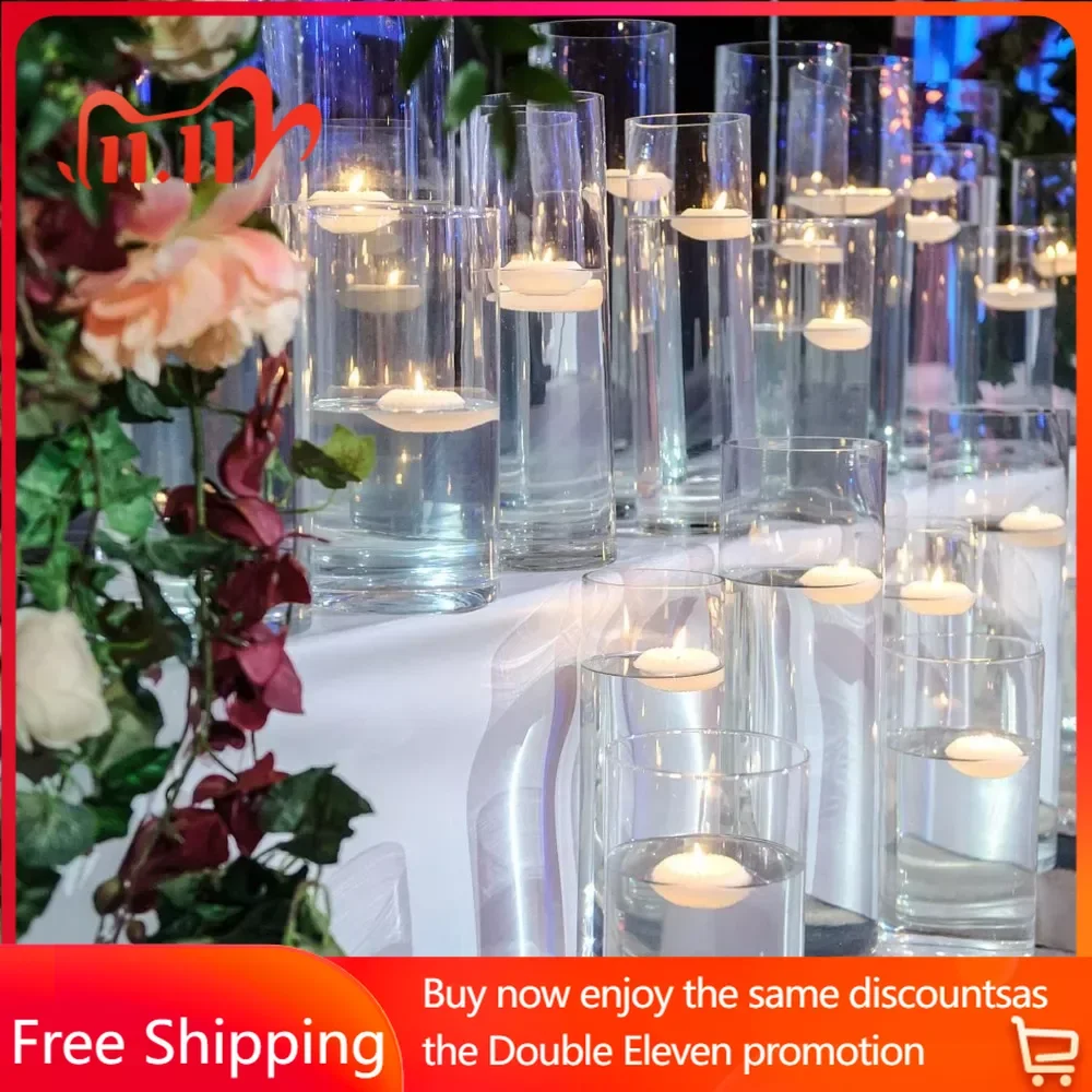 

12 Pack Cylinder Glass Vases for Centerpieces 10" Tall Clear Flower Vase for Table Wedding Decorations Formal Dinners Floating