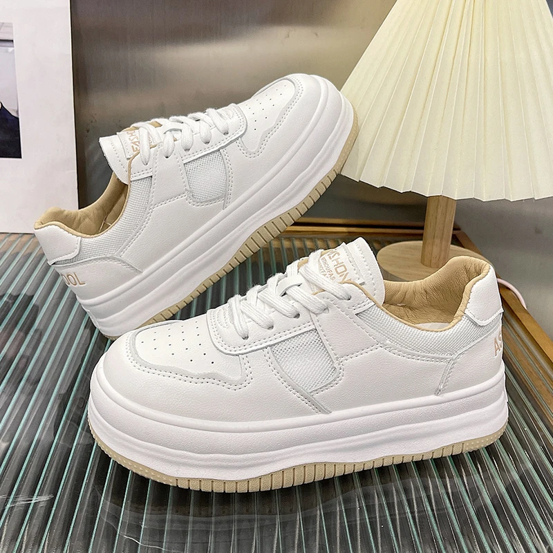 

Women's 2023 New All-match Women's Shoes Mesh Thick-soled Sports Shoes Round Toe Lace-up Women's Casual Shoes Spring and Autumn