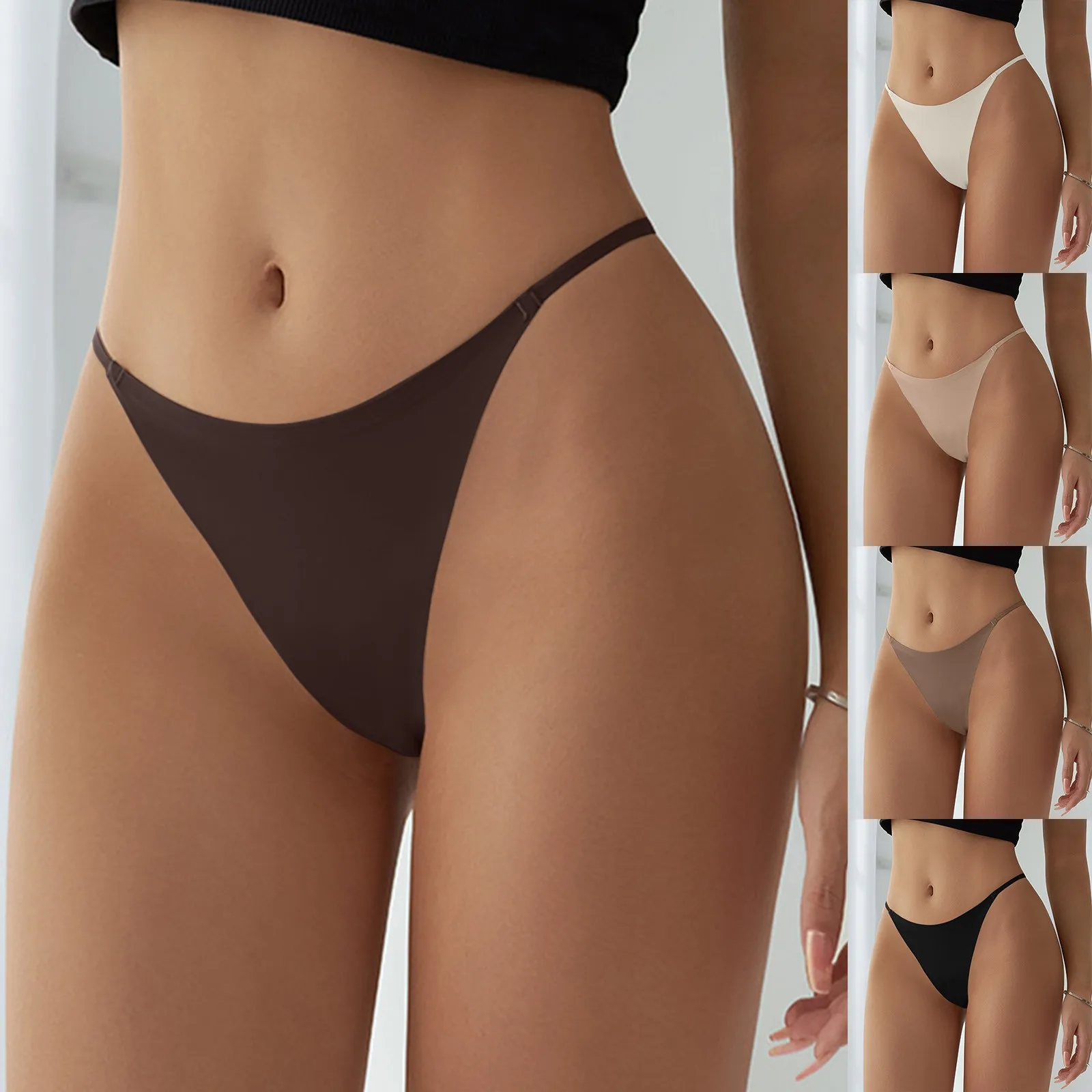 

Sexy Women's Traceless Thong Underwear Border Thin Belt Ring Buckle T Pants Girls Onepiece Pure Cotton Panties for Women Briefs