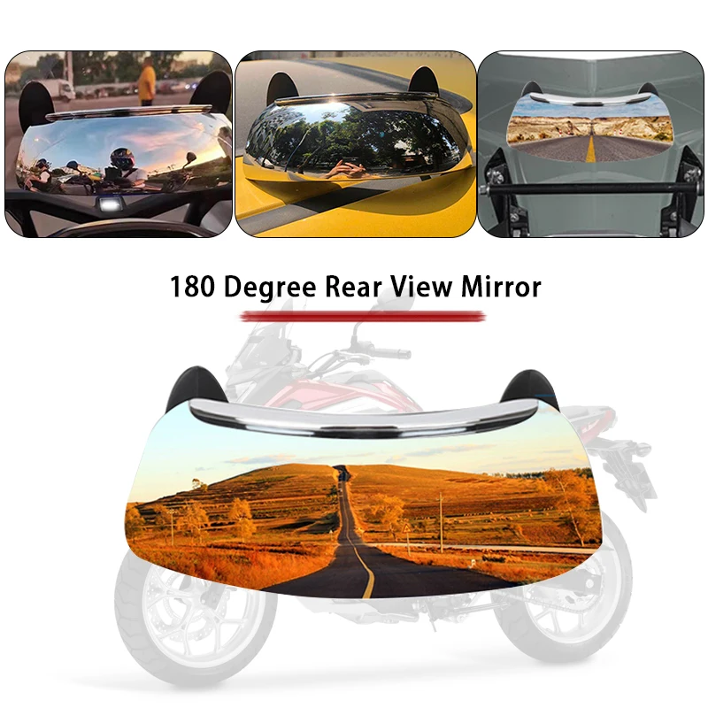 

NC750X Wide Angle Rearview Mirror Anti-fog Blind Spot 180 Degree ABS+Chrome Car Parts Clear Mirror Parabolic Rearview For Honda