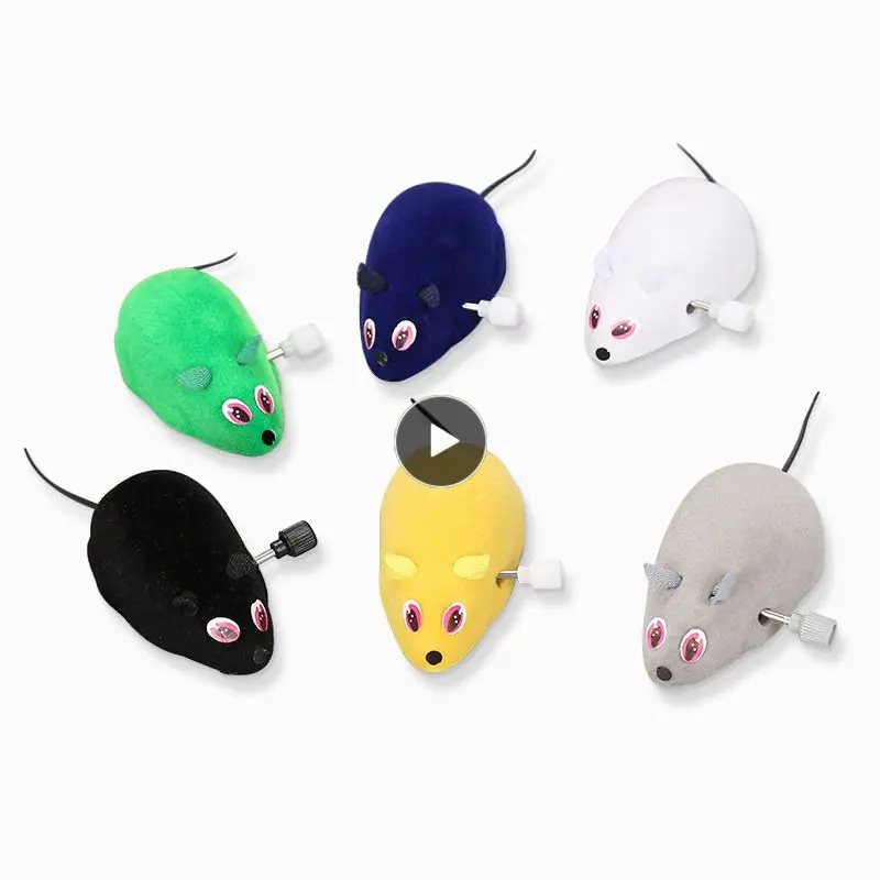 

Cute Cat Toys Plush Fur Toy Clockwork Shake Movement Mouse Pet Kitten Funny Rat Safety Plush Little Mouse Interactive Toy Gift