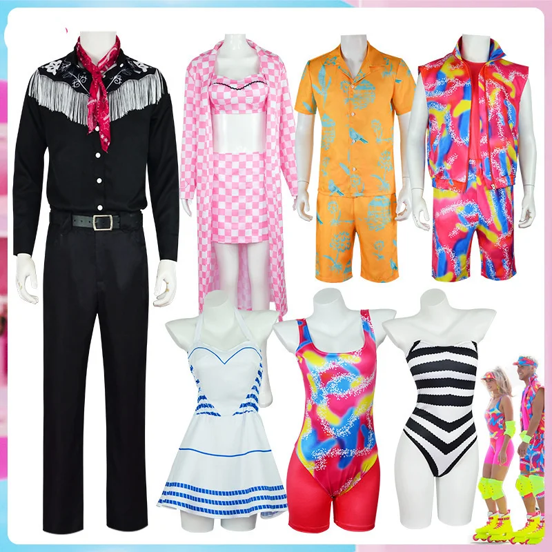 

Barbi New Movie Margot Elise Robbie Cosplay Costume Ken Cos Clothes Male And Female Cool Summer Dress Up Halloween Party